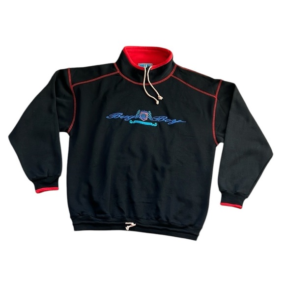 VTG Bugle Boy Dimension Mock Turtleneck Pullover Black/Red Embroidered Large - Picture 1 of 12
